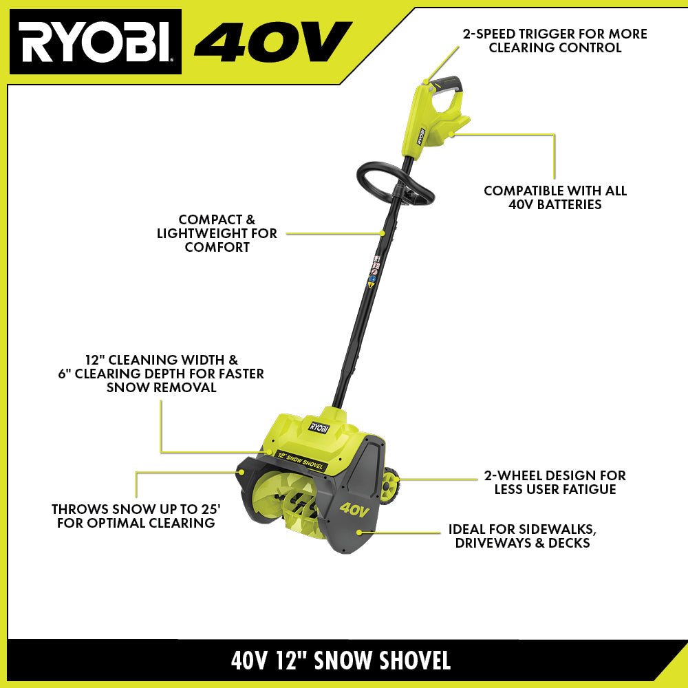 40V 12" WHEELED SNOW SHOVEL Image 2