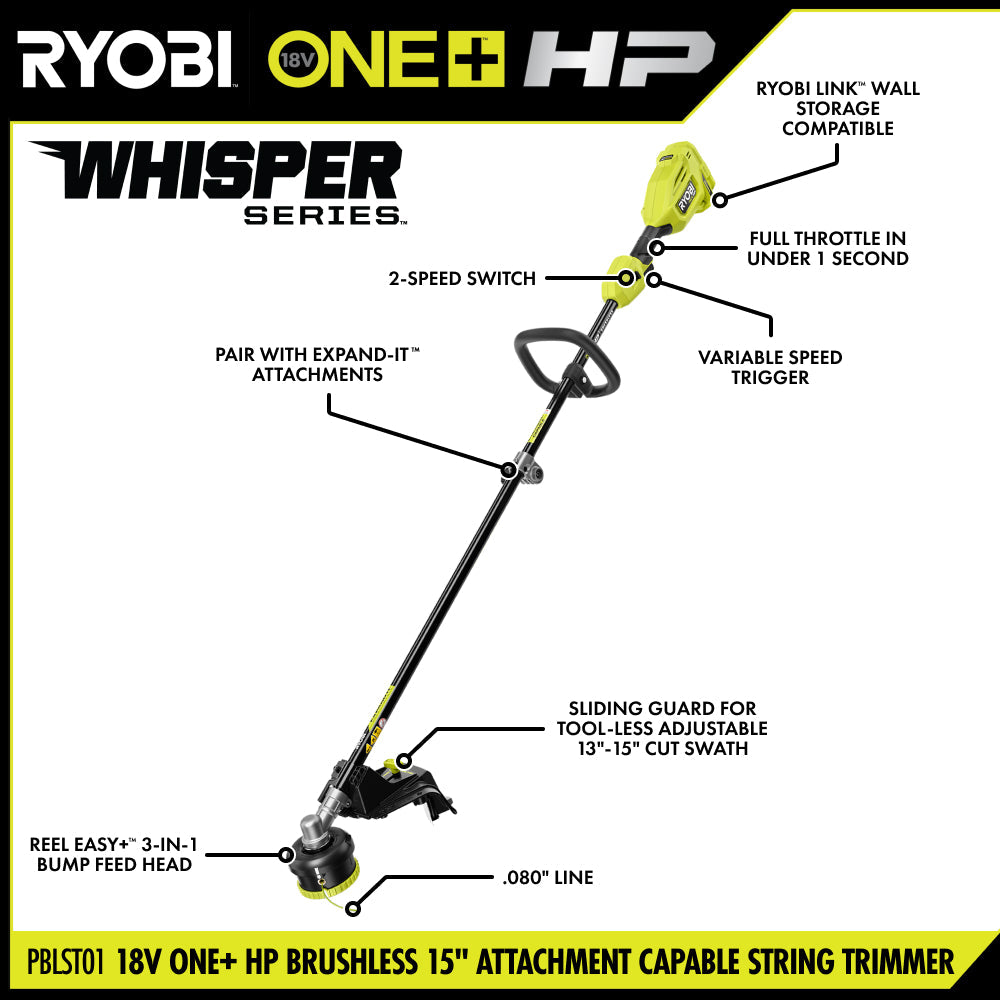 18V ONE+ HP Brushless 15" Attachment Capable String Trimmer Kit