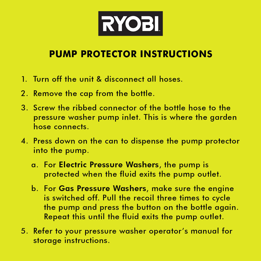 RYOBI Pressure Washer Pump Protector Image 5