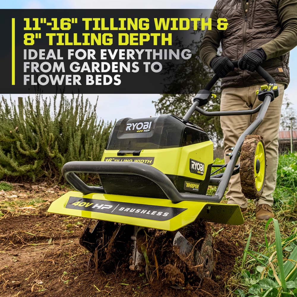40V HP BRUSHLESS WHISPER SERIES 16" FRONT TINE TILLER Image 8