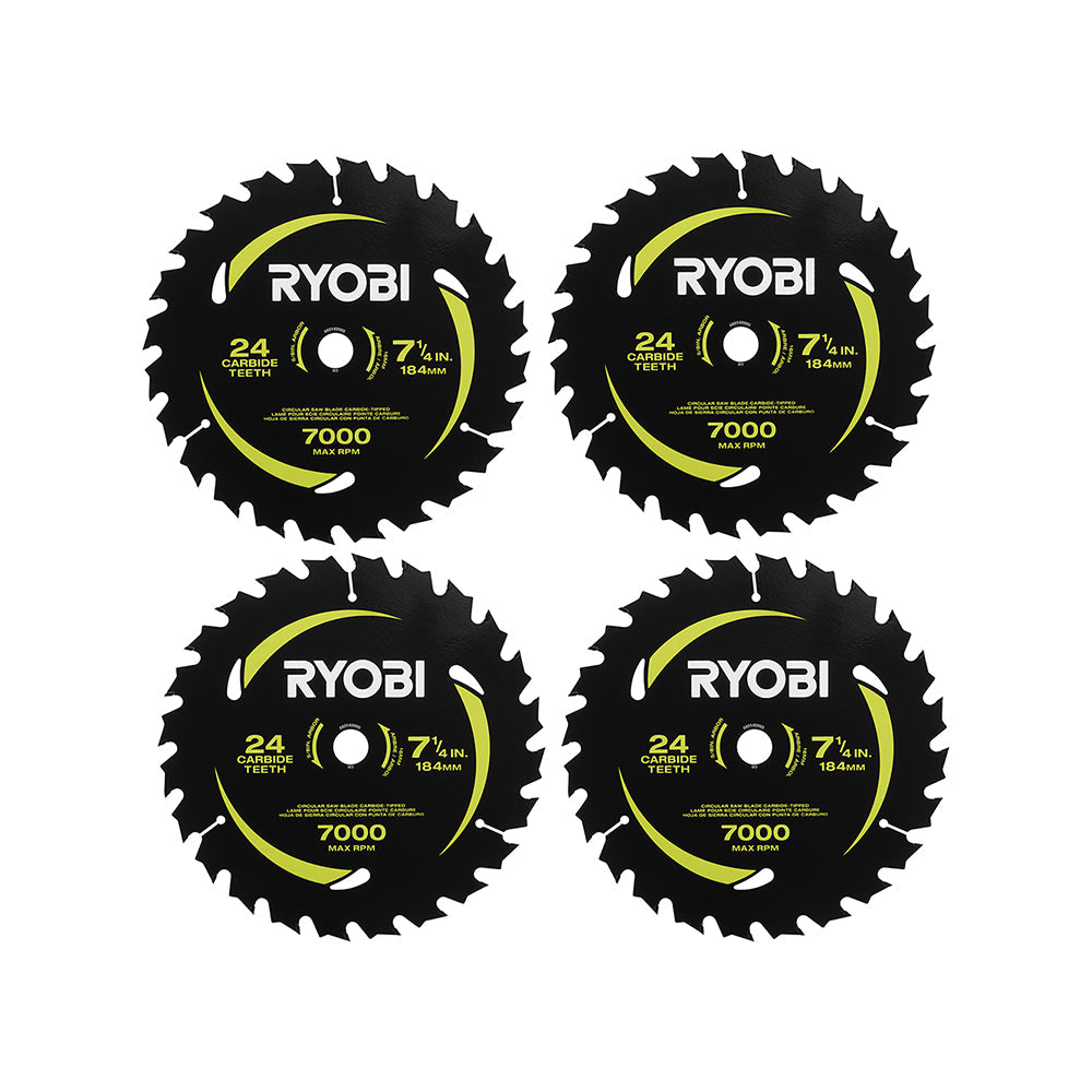 4 PC. 7-1/4" x 24T CARBIDE TEETH THIN KERF CIRCULAR SAW BLADE SET Image 1