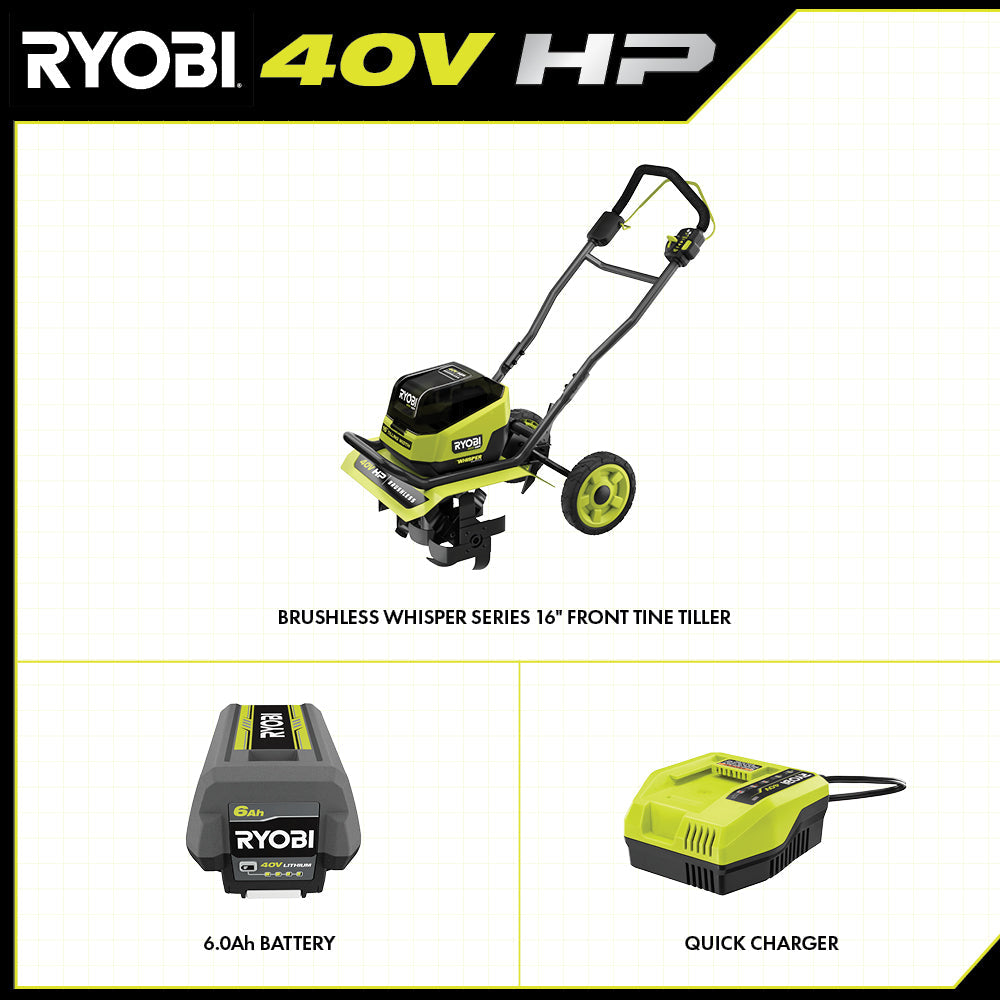40V HP BRUSHLESS WHISPER SERIES 16" FRONT TINE TILLER Image 3