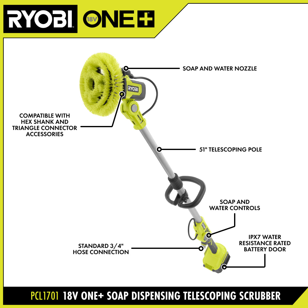 18V ONE+ VORTEX Soap Dispensing Telescoping Scrubber