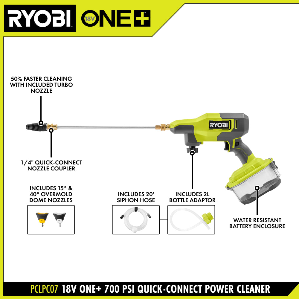 18V ONE+ 700 PSI Quick-Connect Power Cleaner
