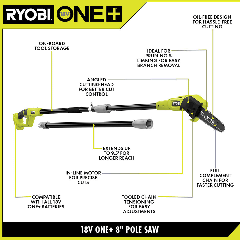 18V ONE+ 8" POLE SAW Image 2