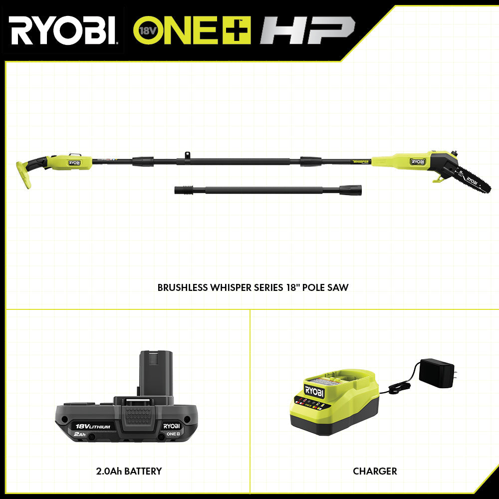 18V ONE+ HP BRUSHLESS WHISPER SERIES 8" POLE SAW KIT Image 2