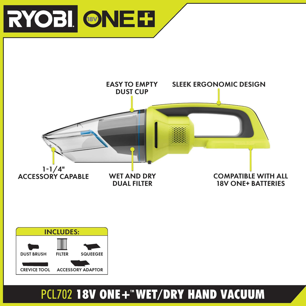 18V ONE+ WET/DRY HAND VACUUM Image 2