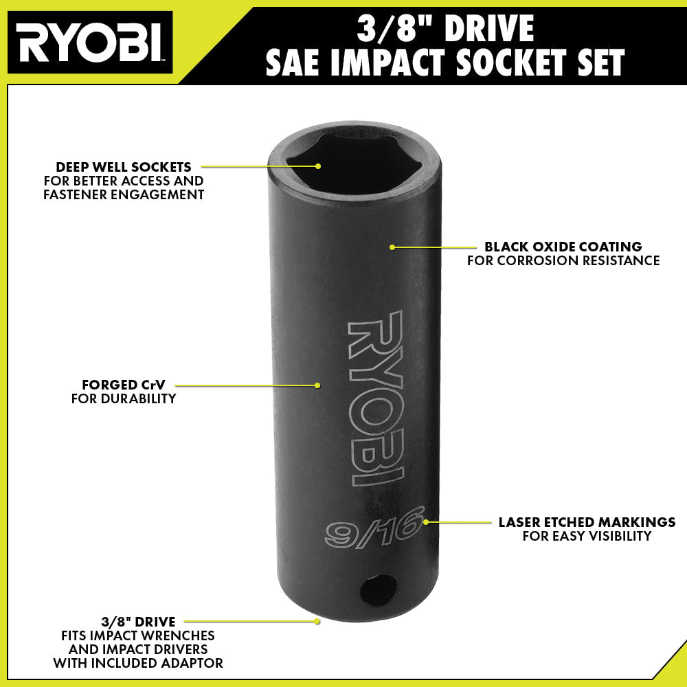 4 PC. 3/8" Drive SAE Impact Socket Set Image 3