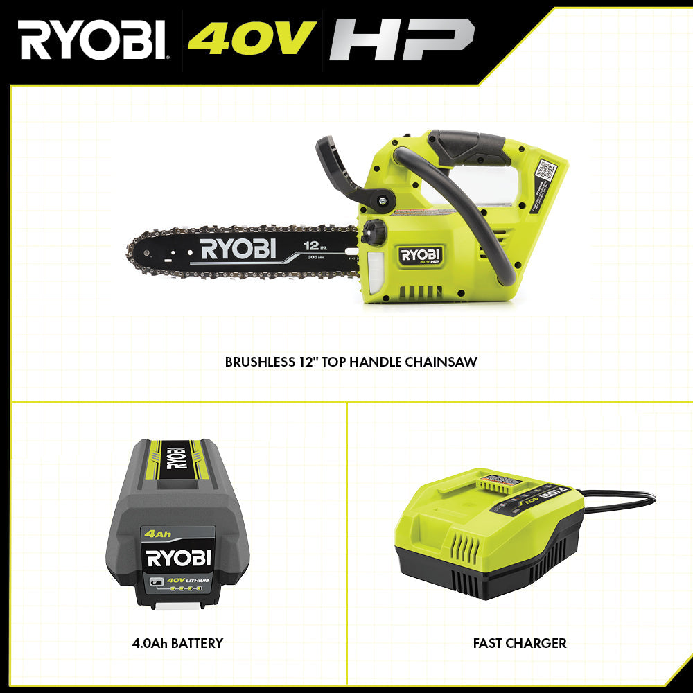 40V HP BRUSHLESS 12" TOP HANDLE CHAINSAW KIT Image 2