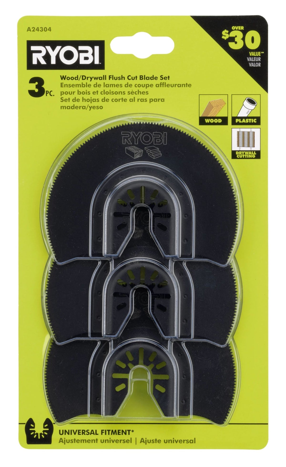 3 PC. Wood/Drywall Flush Cut Blade Set Image 3