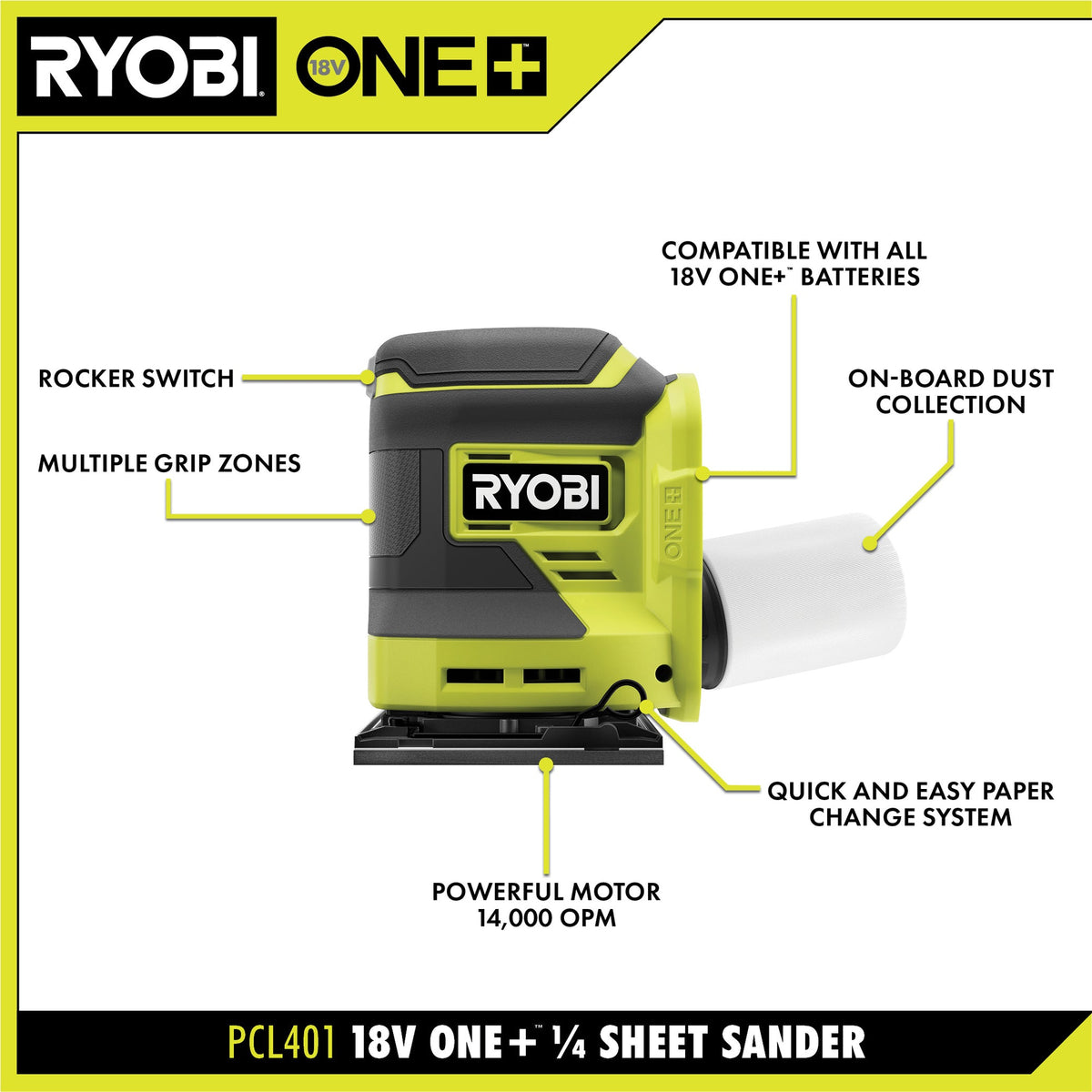 18V ONE+ 1/4 SHEET SANDER Image 2