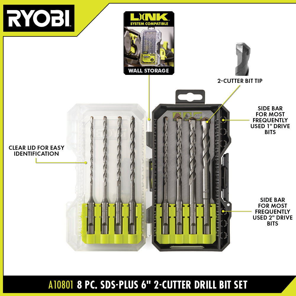 8 PC. SDS-PLUS 6" 2-CUTTER DRILL BIT SET Image 2